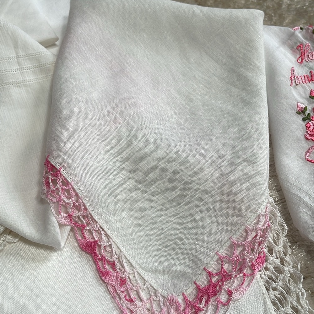 Vintage Handkerchief bundle Linen Cotton embroidered - Picture 10 of 13